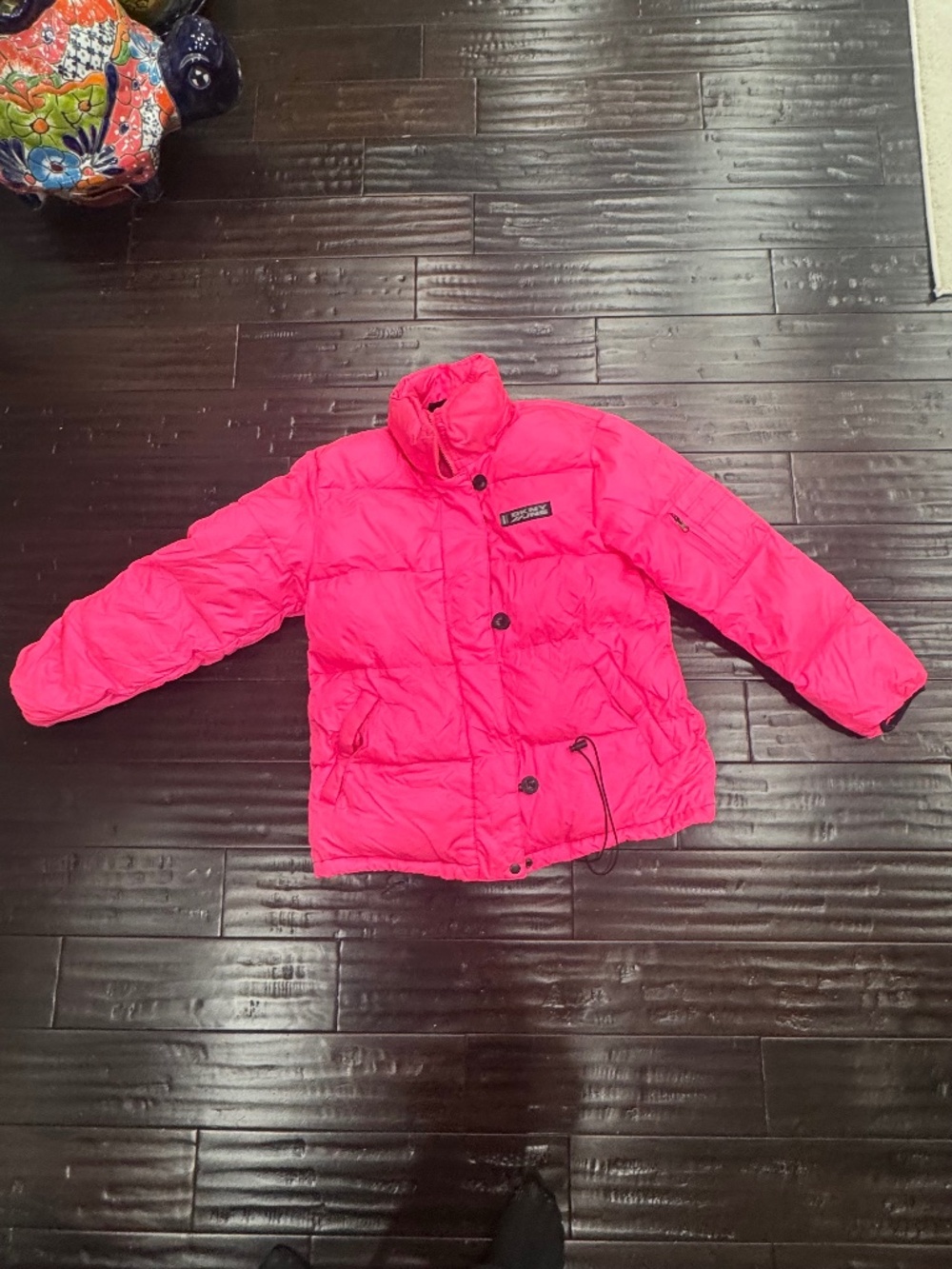 DKNY Jeans Women's Neon Pink Down Puffer Jacket Size Medium